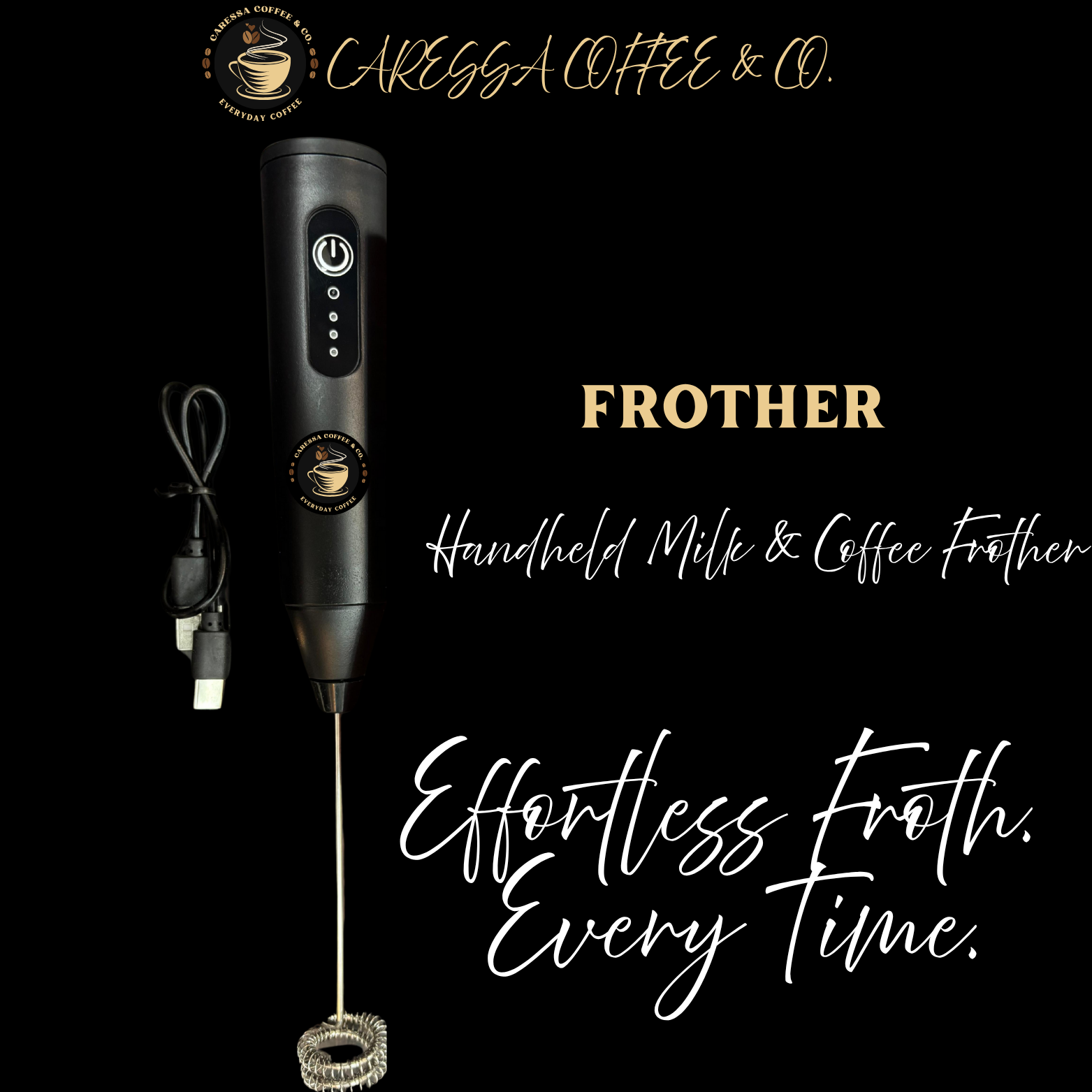 Caressa Frother – Handheld Milk & Coffee Frother