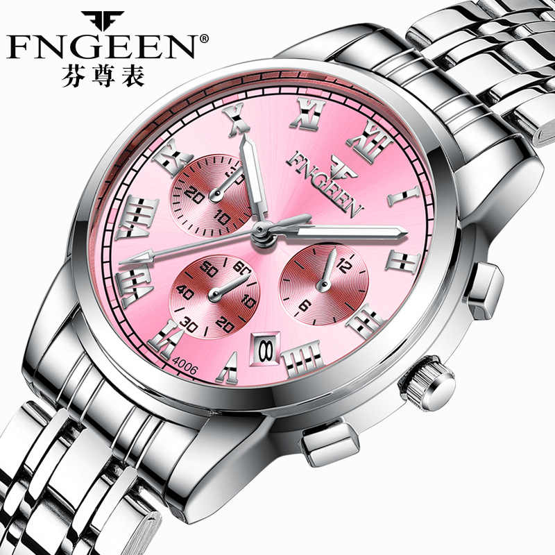 Fngeen 4006 Luxury Men's Quartz Watch - Waterproof Stainless Steel Wristwatch with Date Display