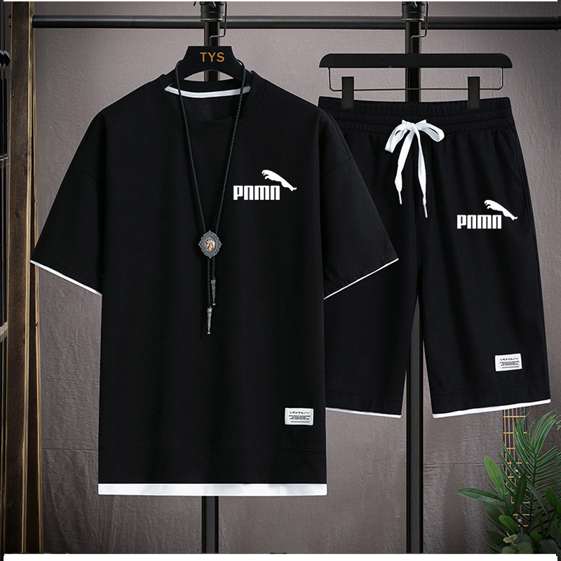 Black Casual T-Shirt and Shorts Set