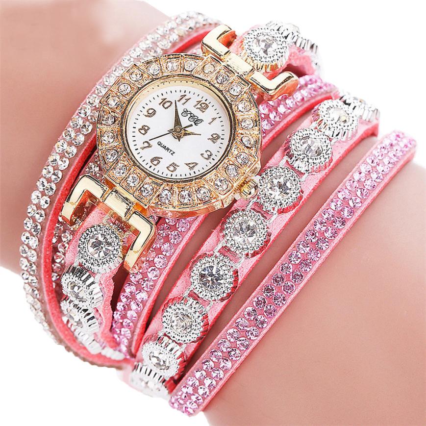 Timeless Glamour Leather Rhinestone Watch Bracelet – Elegant Crystal-Adorned Watch for Women, Chic Adjustable Wristwatch
