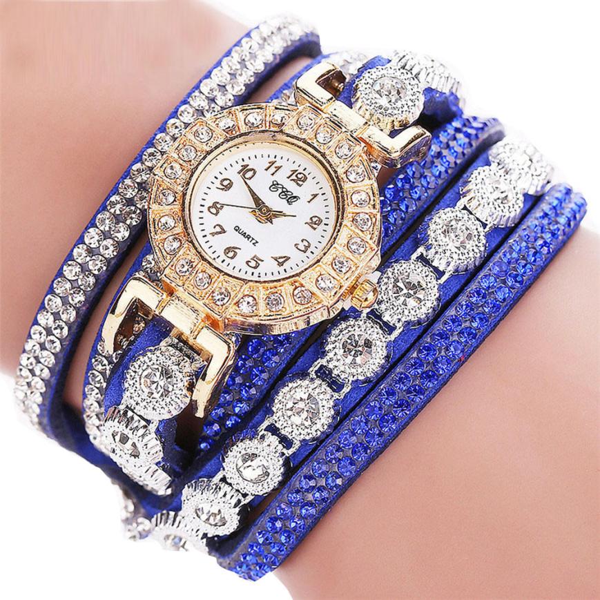 Timeless Glamour Leather Rhinestone Watch Bracelet – Elegant Crystal-Adorned Watch for Women, Chic Adjustable Wristwatch