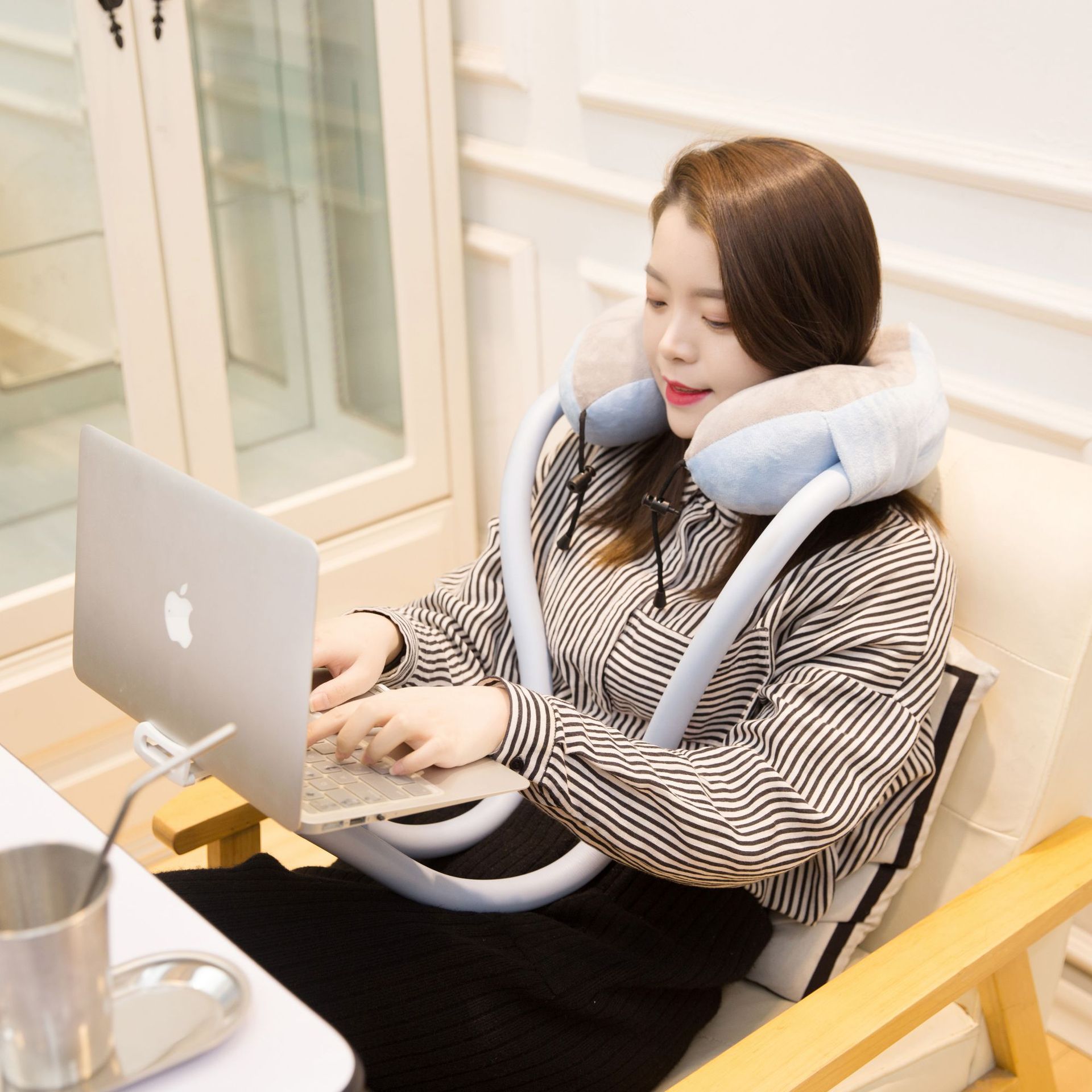 Lazy U-Shaped Phone Pillow - Hands-Free Neck Pillow for Bed, Car & Travel with Phone Holder  Ergonomic Cervical Support for Napping, Reading & Relaxation