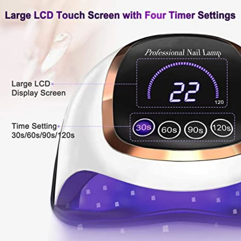 Professional UV LED Nail Lamp - 48W Salon Gel Polish Dryer with 4 Timer Settings & Auto Sensor  Fast Curing for All Gel Nails, Manicure Tools (White)