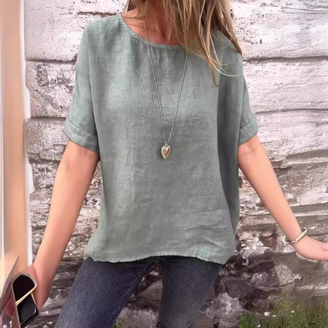 Women's Loose Fit Round Neck Long Sleeve T-Shirt