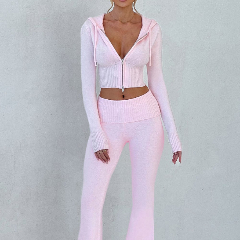 Spring 2025 Women's Hooded Tracksuit Set - European Slim-Fit Casual Two-Piece (Top + Pants) - Cross-Border Fashion Jogger Suit"