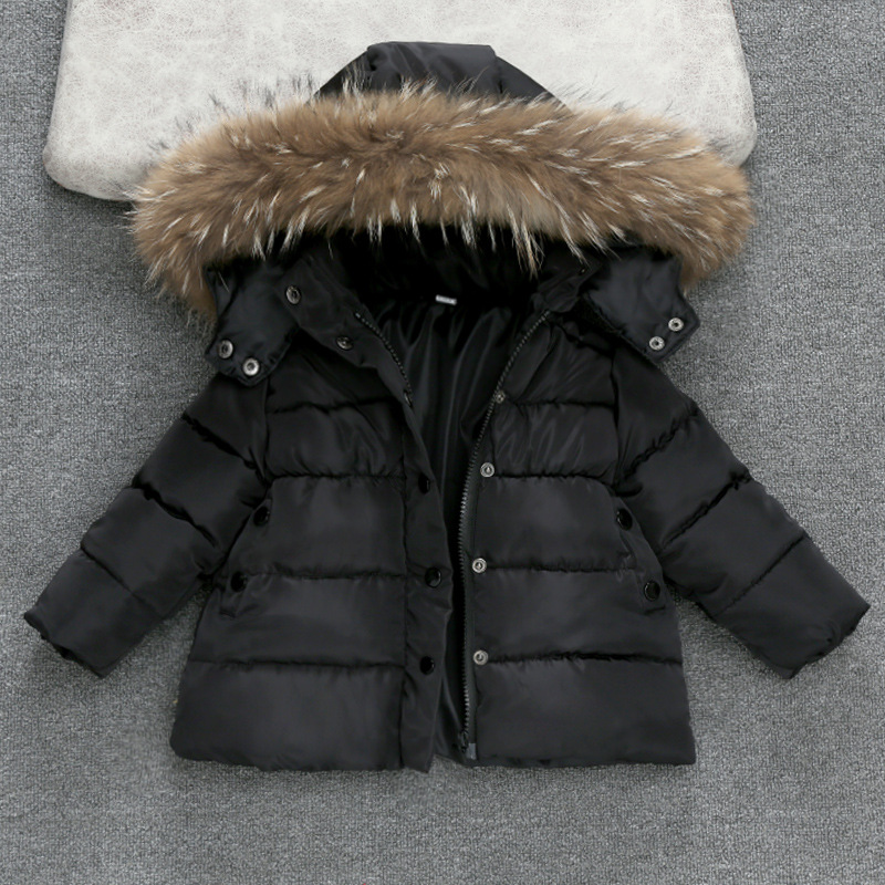 Children's Clothing Winter Cotton-padded Clothes Girls' Thickened Down Cotton-padded Coat For Boys And Babies Winter Wear Wool Collar Neutral