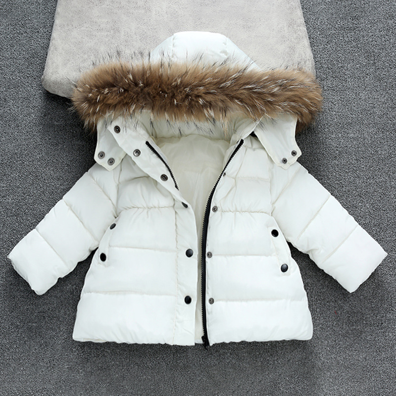Children's Clothing Winter Cotton-padded Clothes Girls' Thickened Down Cotton-padded Coat For Boys And Babies Winter Wear Wool Collar Neutral