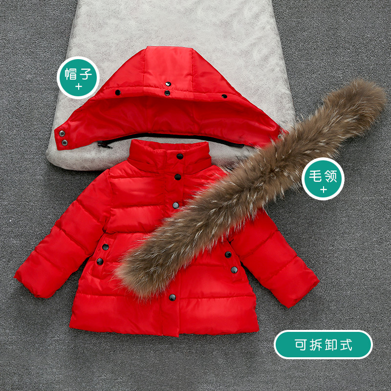 Children's Clothing Winter Cotton-padded Clothes Girls' Thickened Down Cotton-padded Coat For Boys And Babies Winter Wear Wool Collar Neutral