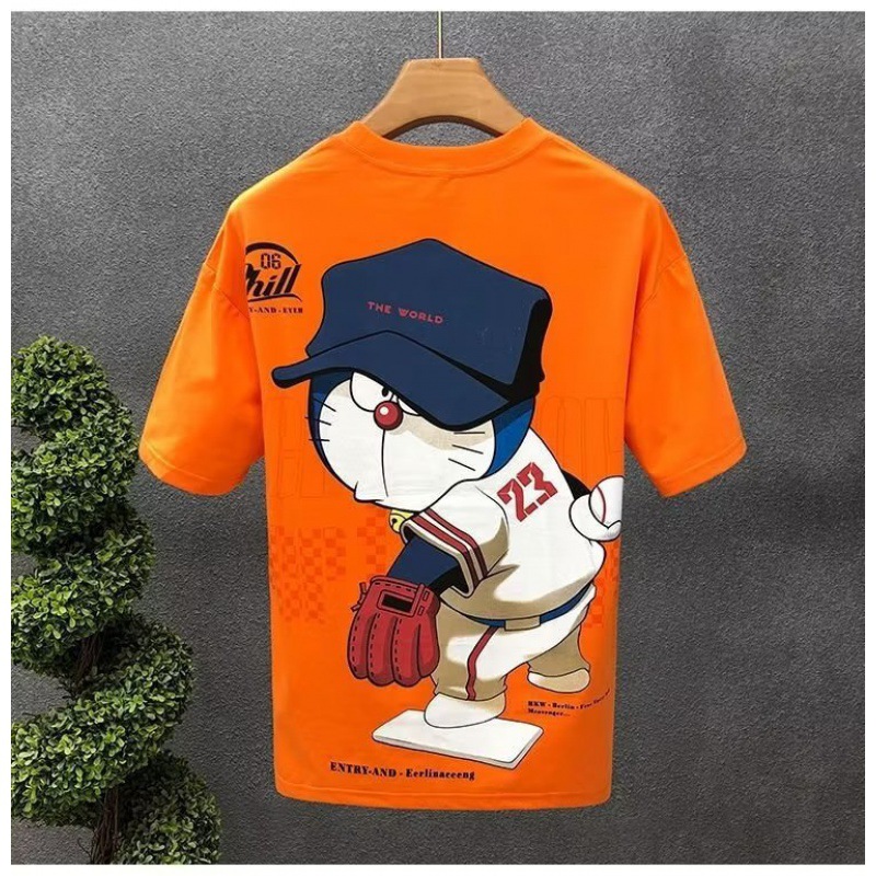 Men's Summer Short Sleeve T-shirt – Fashion Cartoon Print, Casual Loose Fit, Breathable Cotton Tee