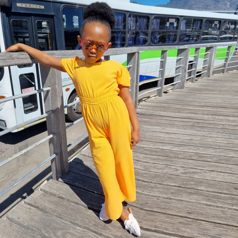 Girls Summer New Style Jumpsuit Puff Sleeve Short Sleeve Waist Wide Leg Pants Ins Style