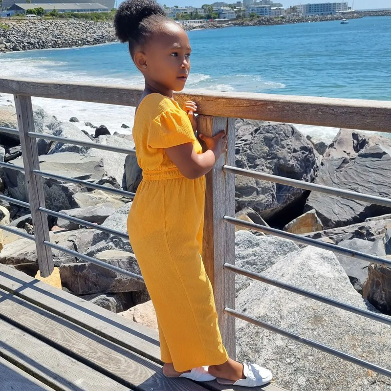 Girls Summer New Style Jumpsuit Puff Sleeve Short Sleeve Waist Wide Leg Pants Ins Style