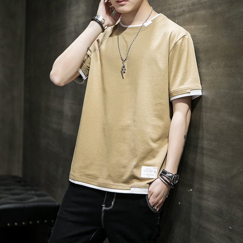 New Summer Pure Cotton T-shirt Short-sleeved T-shirt Men's Top Clothes
