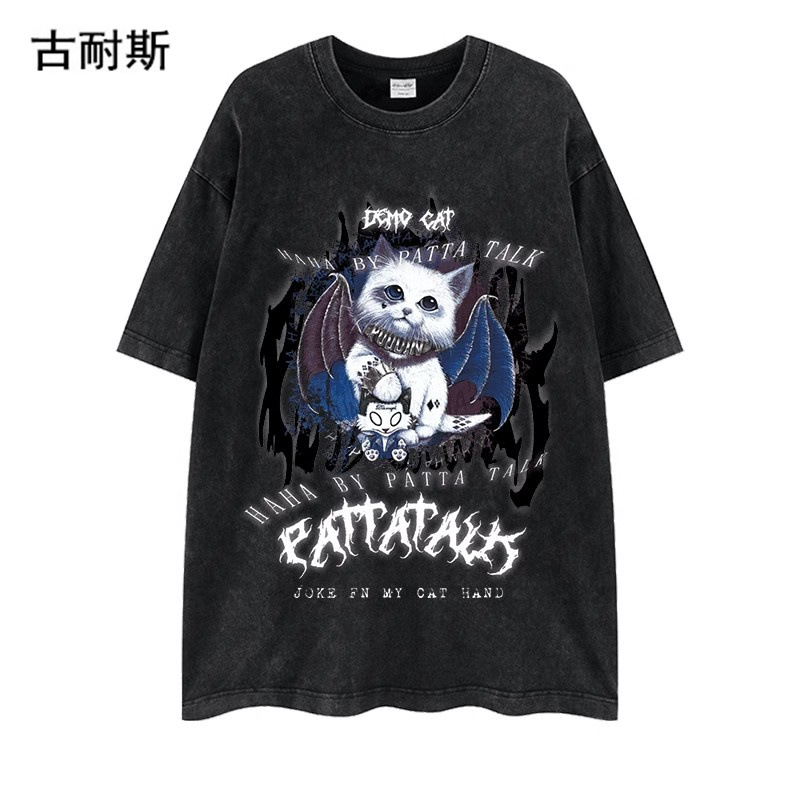 American Retro Cotton Short-sleeved T-shirt Boys Summer Design Couple Fashion Brand Top