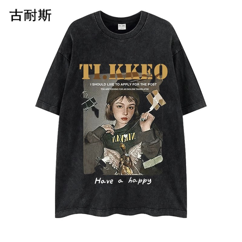  vintage vibes with this American retro-style cotton T-shirt