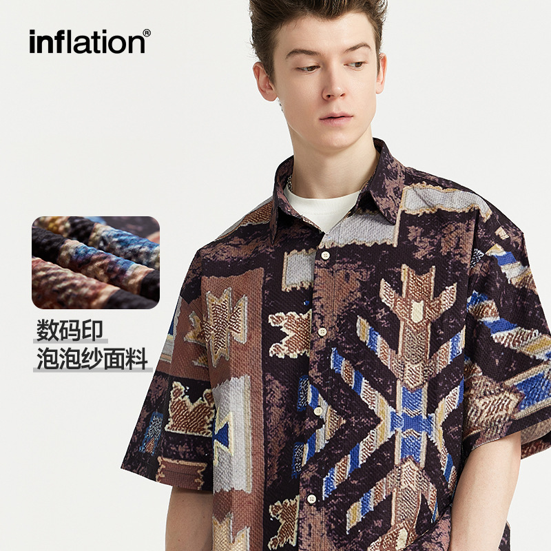 Spring And Summer New Street Fashion Brand Loose Men's Short Sleeve Lining
