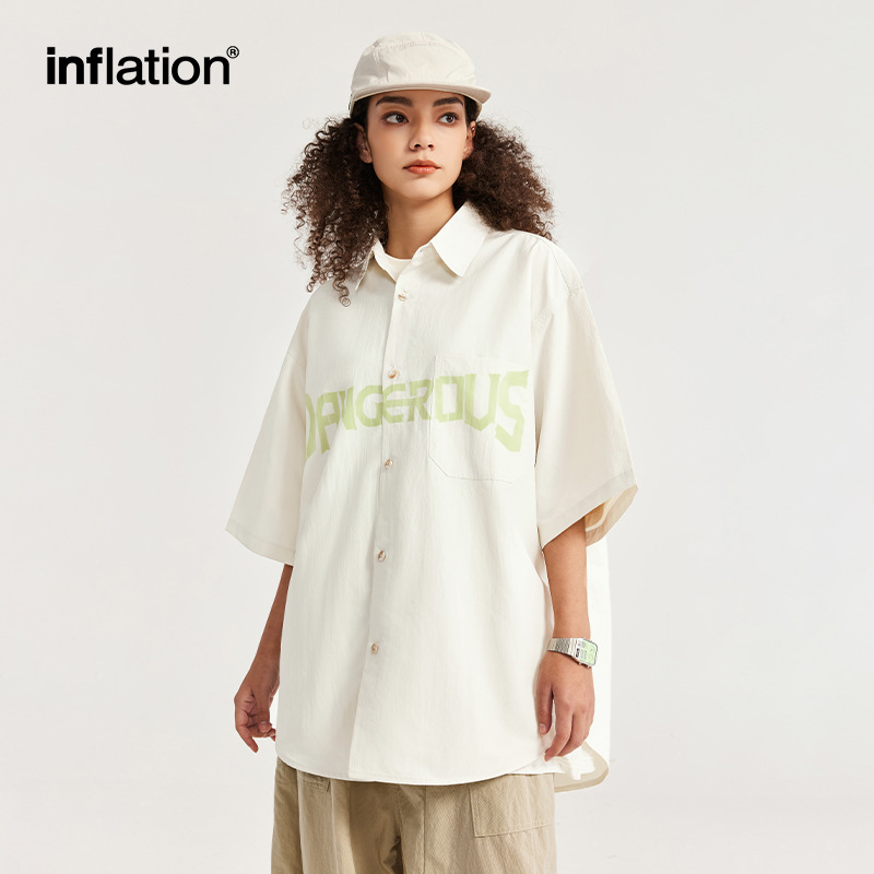 Spring And Summer New Fashion Brand Street Loose Short-sleeved Shirt Lapel Top For Men