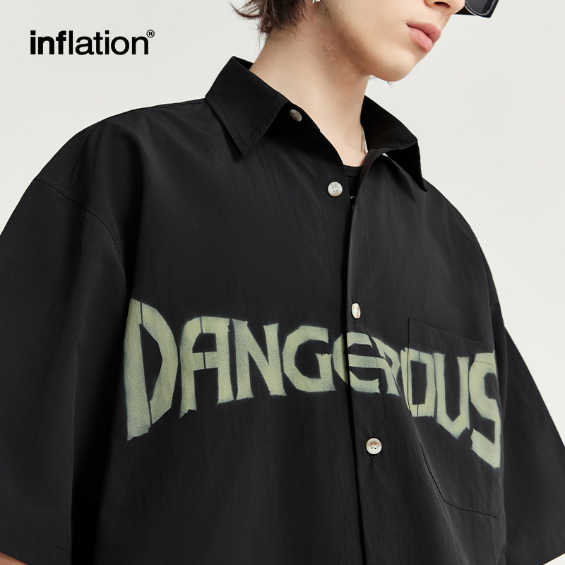Spring And Summer New Fashion Brand Street Loose Short-sleeved Shirt Lapel Top For Men
