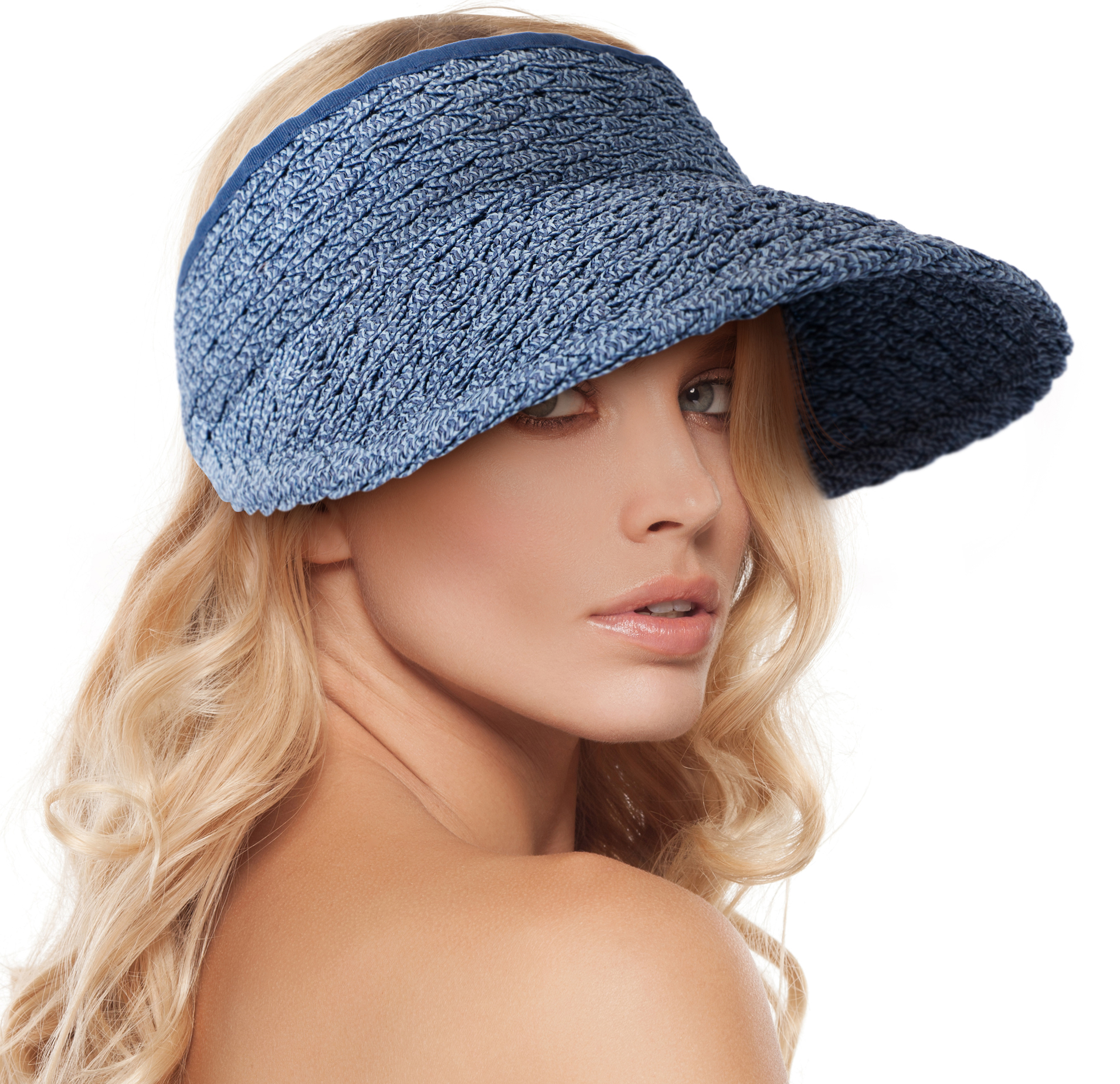 Women's Wide Brim Sun Hats Roll-up Foldable Straw Golf Visor Hat