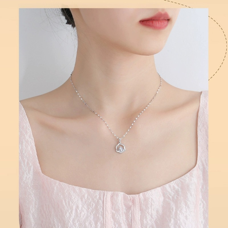 Mobius Ring Necklace S999 Foot Silver Light Luxury Niche Collarbone Chain Sterling Silver Necklace