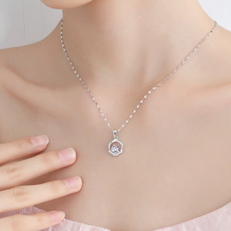 Mobius Ring Necklace S999 Foot Silver Light Luxury Niche Collarbone Chain Sterling Silver Necklace