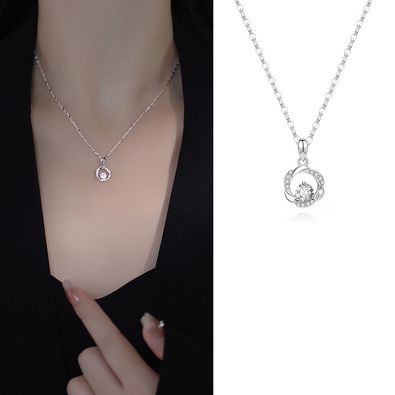Mobius Ring Necklace S999 Foot Silver Light Luxury Niche Collarbone Chain Sterling Silver Necklace