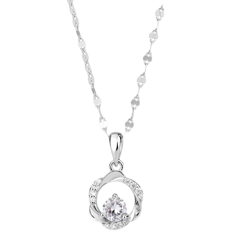 Mobius Ring Necklace S999 Foot Silver Light Luxury Niche Collarbone Chain Sterling Silver Necklace