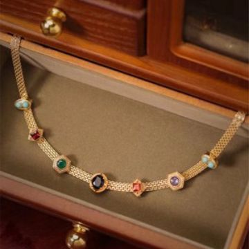 Medieval Classic Western Rainbow Colorfuled Zircon Necklace