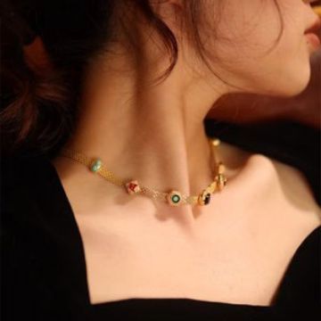 Medieval Classic Western Rainbow Colorfuled Zircon Necklace