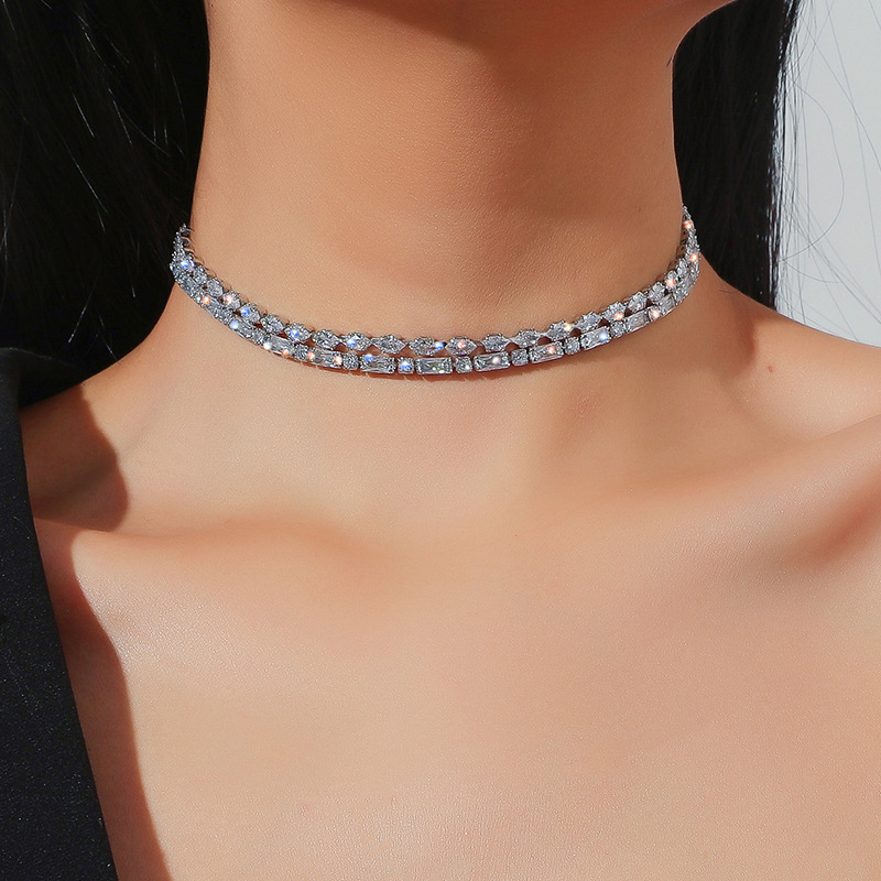 American Simple Zircon Personality Chain Necklace Clavicle Chain Fashion