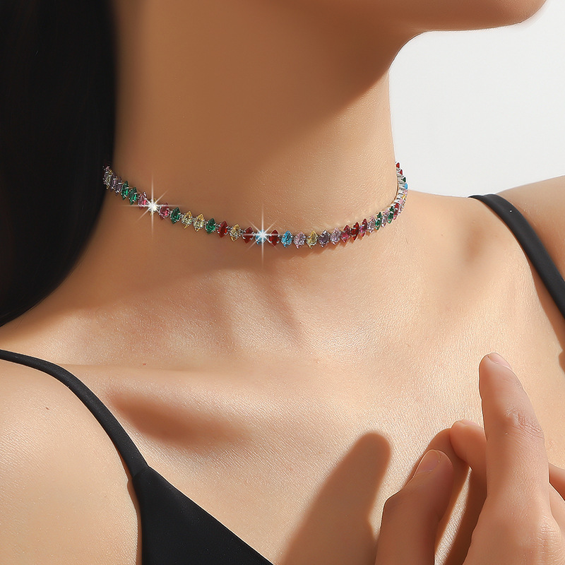 American Simple Zircon Personality Chain Necklace Clavicle Chain Fashion