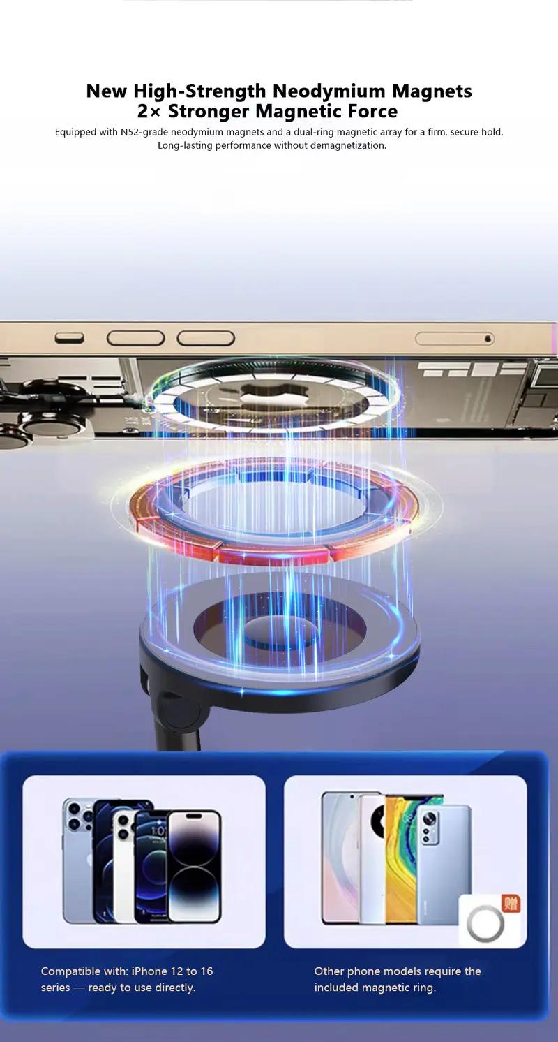 Universal Magnetic Car Phone Holder with Vacuum Suction – 360° Rotatable