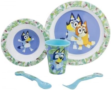 Microwave Safe 5pcs breakfasst set Character Cartoon Dinner Tableware Set Plate, Bowl, Cup, Fork, Spoon BPA Free re-usable Plastic 