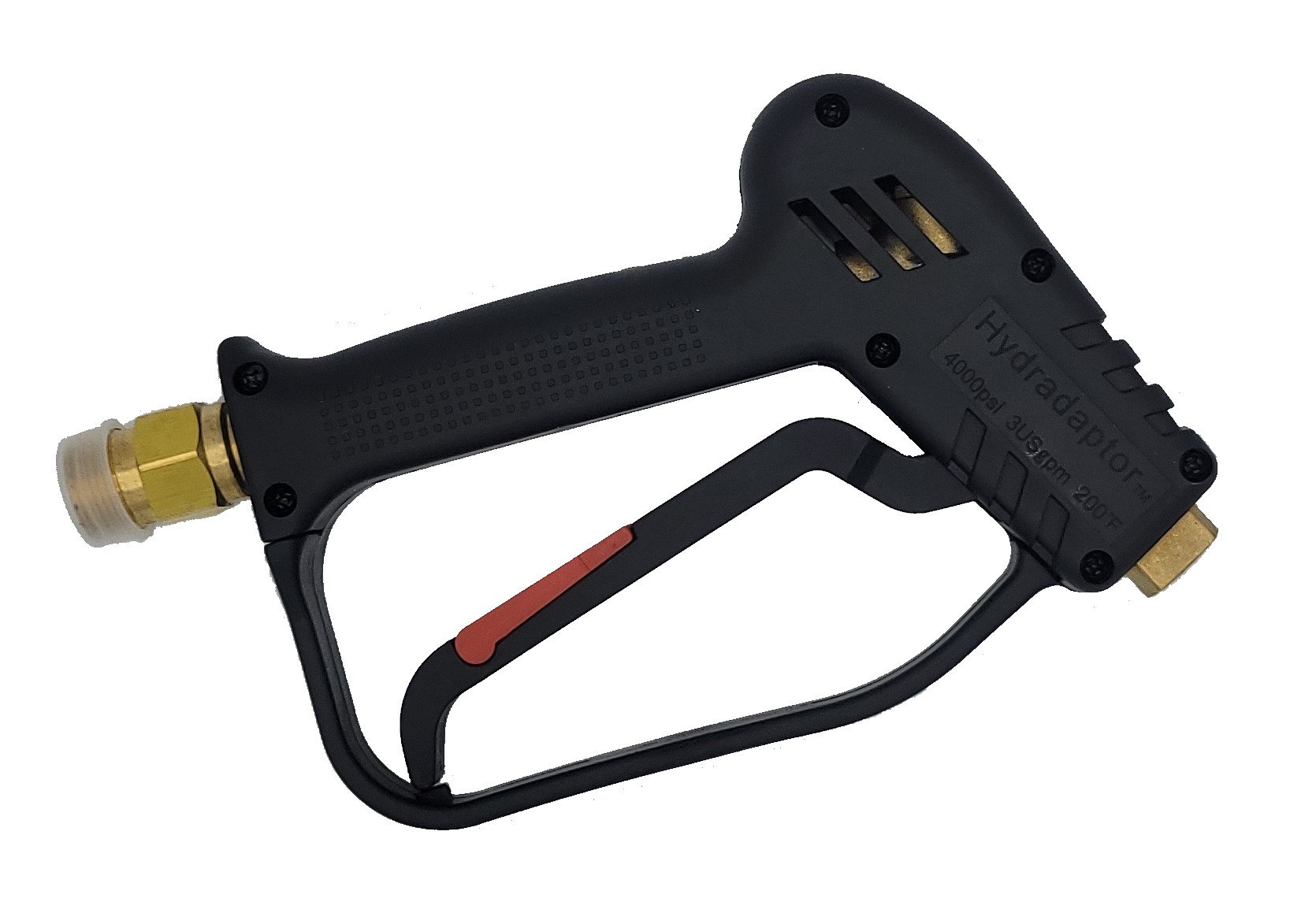 Short Pressure Washer Spray Gun | Swivel |1/4" Female NPT Outlet | M22-14mm Inlet | 4000 PSI, 3GPM, 200 Degrees F. | Black