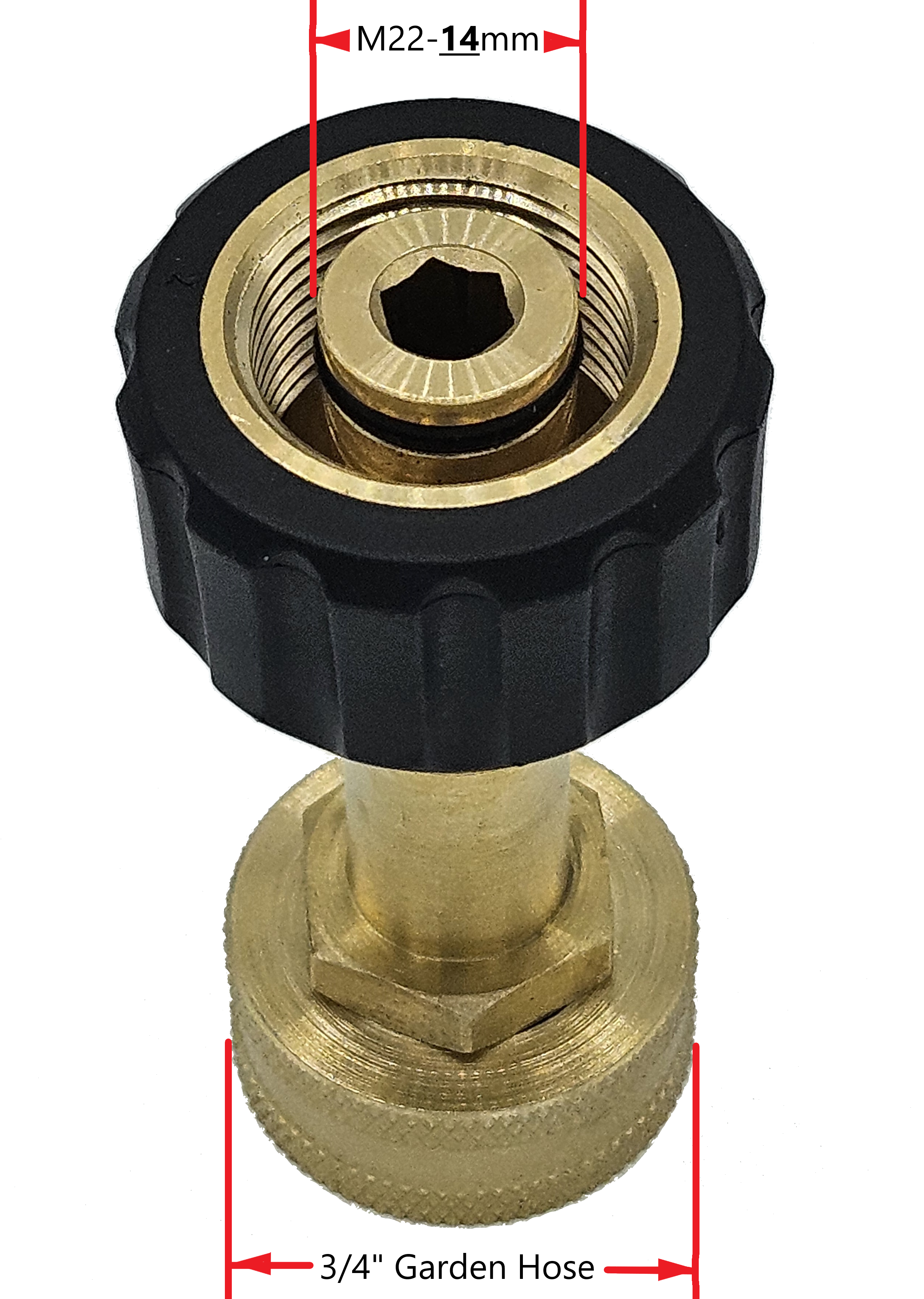 M22-14mm X 3/4" Garden Hose to Spray Gun Adaptor Adapter