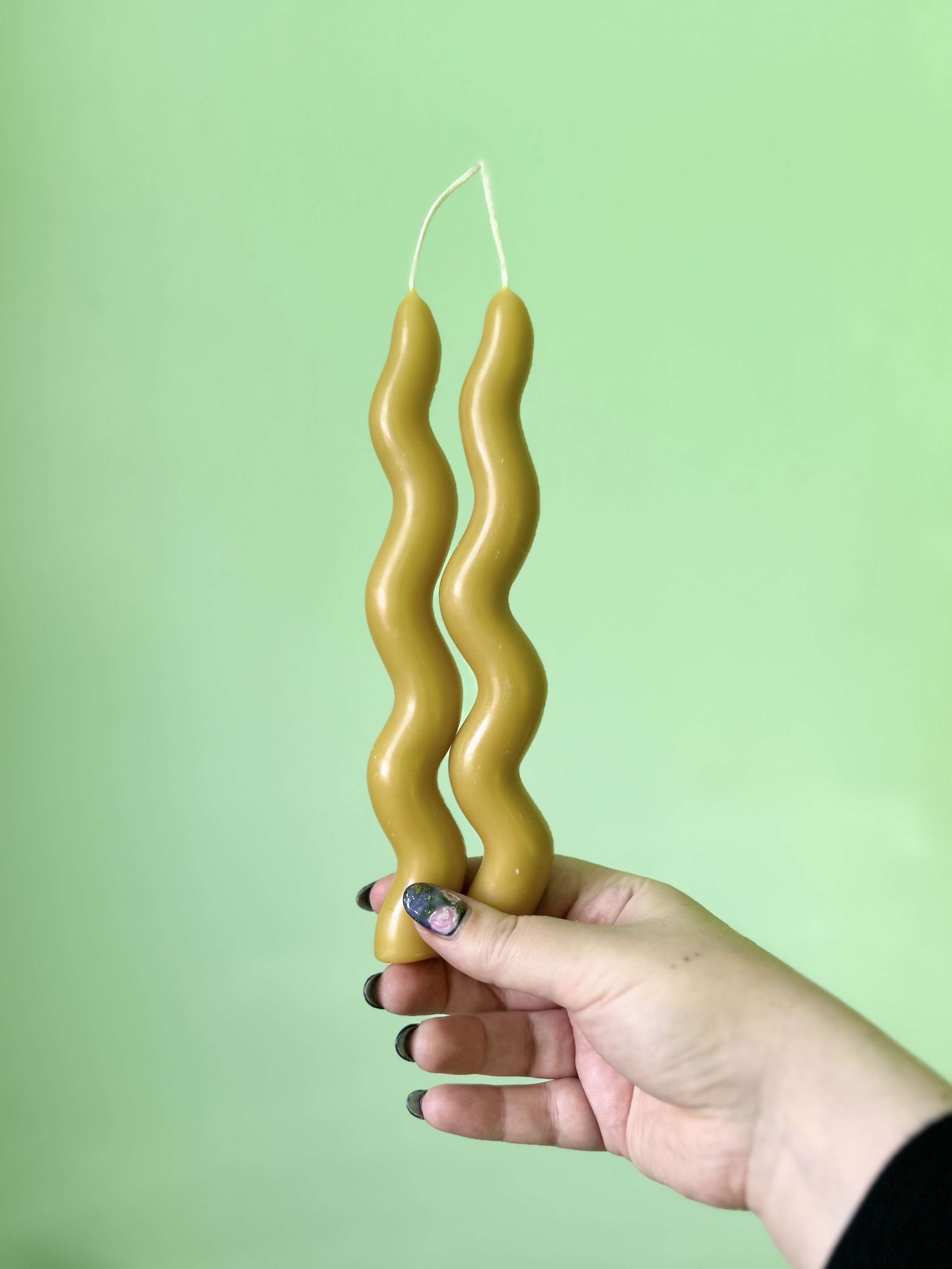 Wavy Taper Candle Pair