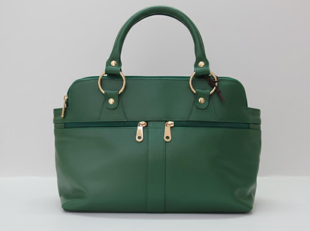 Sac cabas en cuir vert