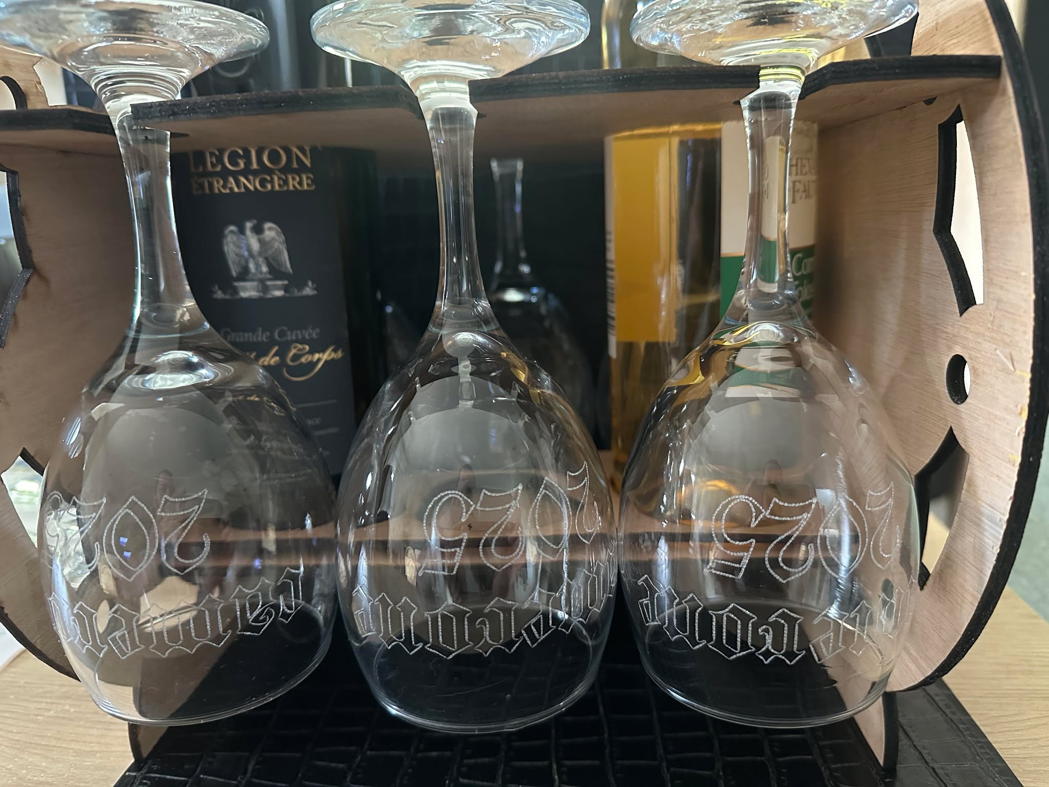 Engraved wine glasses