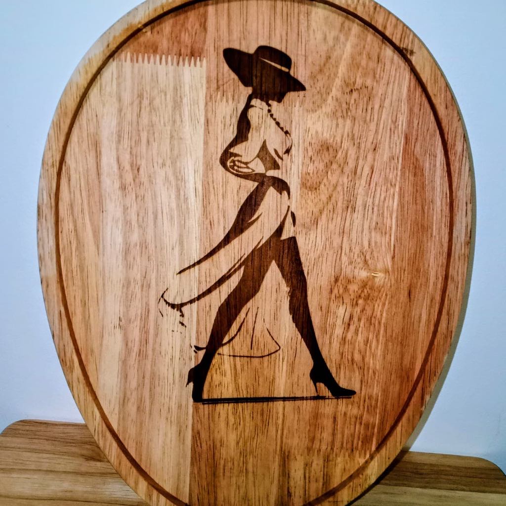 Wooden Cutting Board with Lady Silhouette