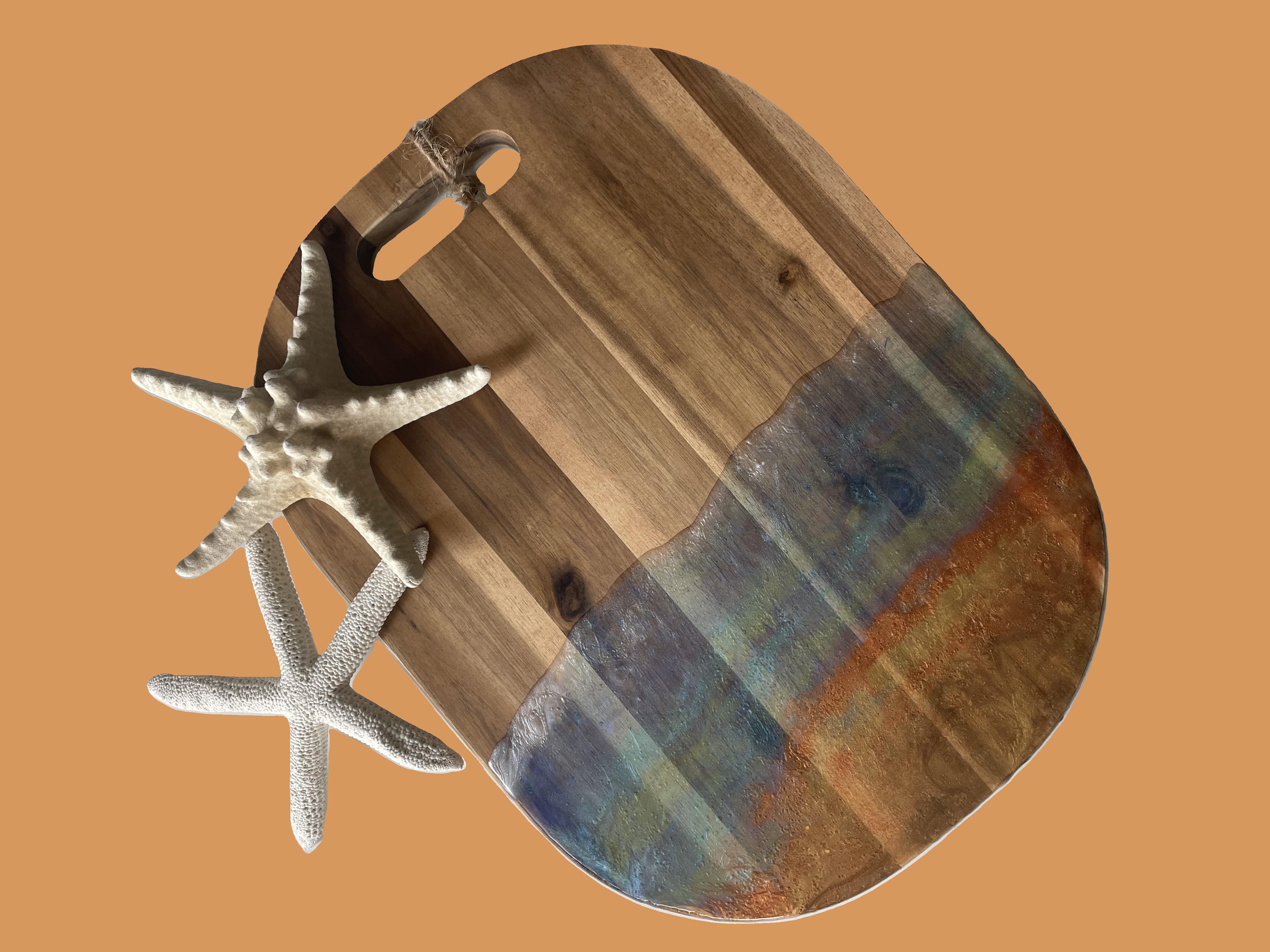 Ocean-inspired resin art.