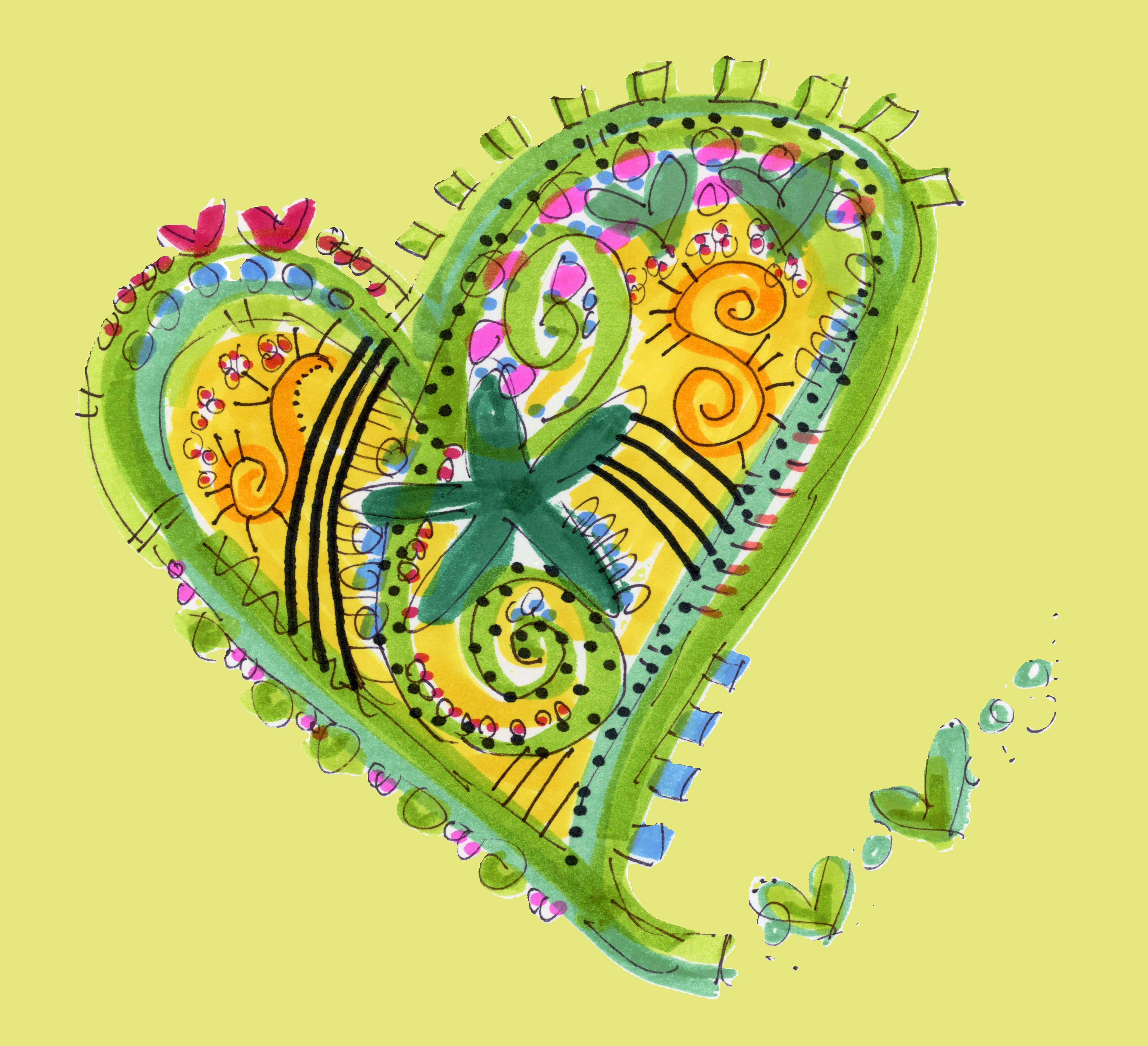 Whimsical Happy Heart Art