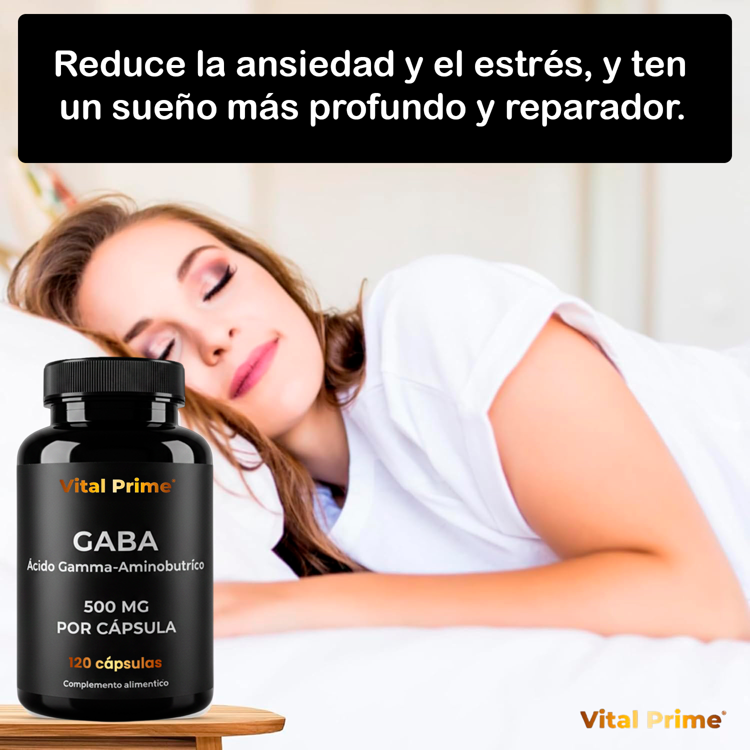VITAL PRIME GABA 500 mg por Cápsula 120 Cápsulas | GABA suministro para 4 Meses