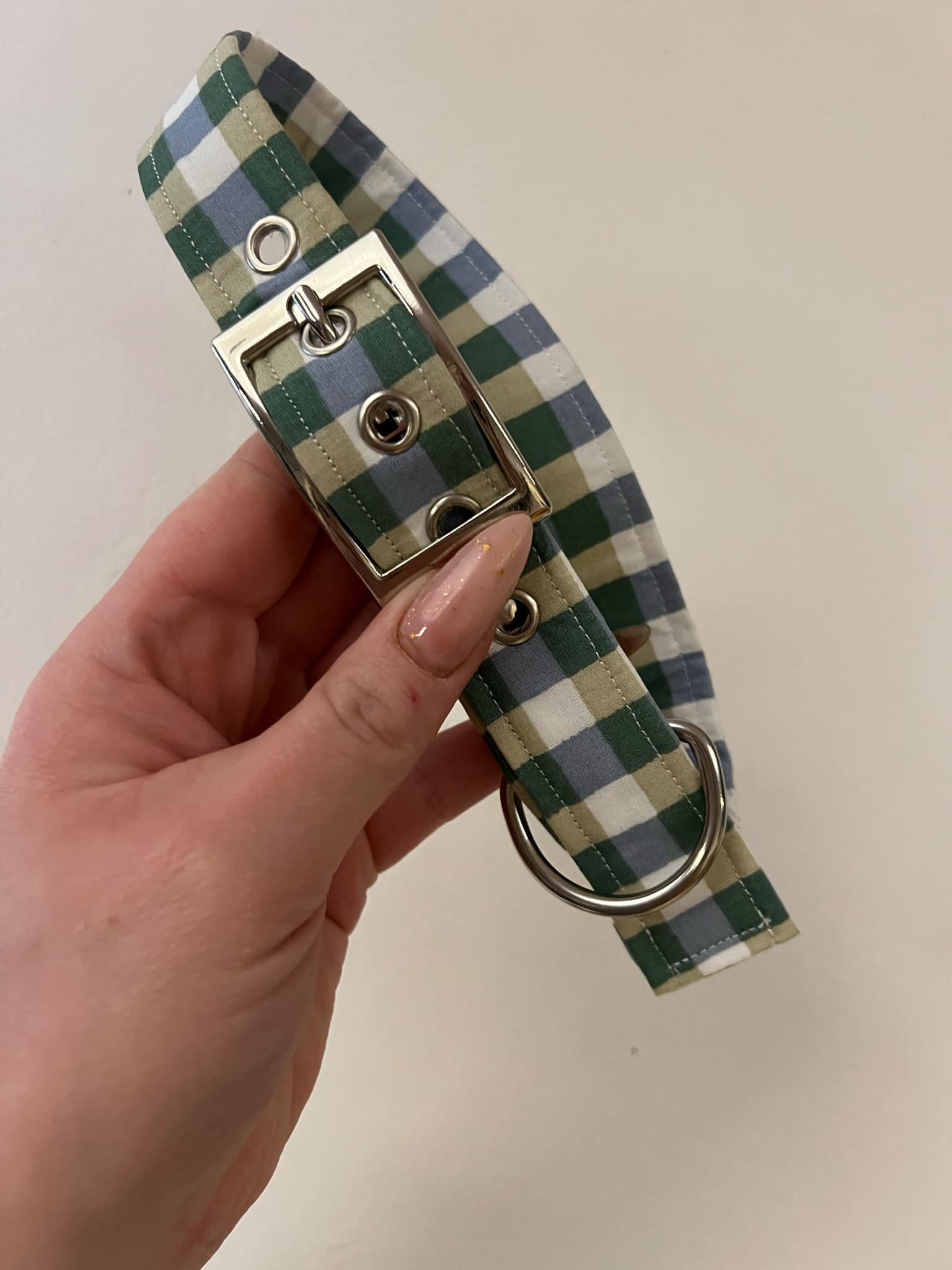 Collier Vichy vert et bleu 