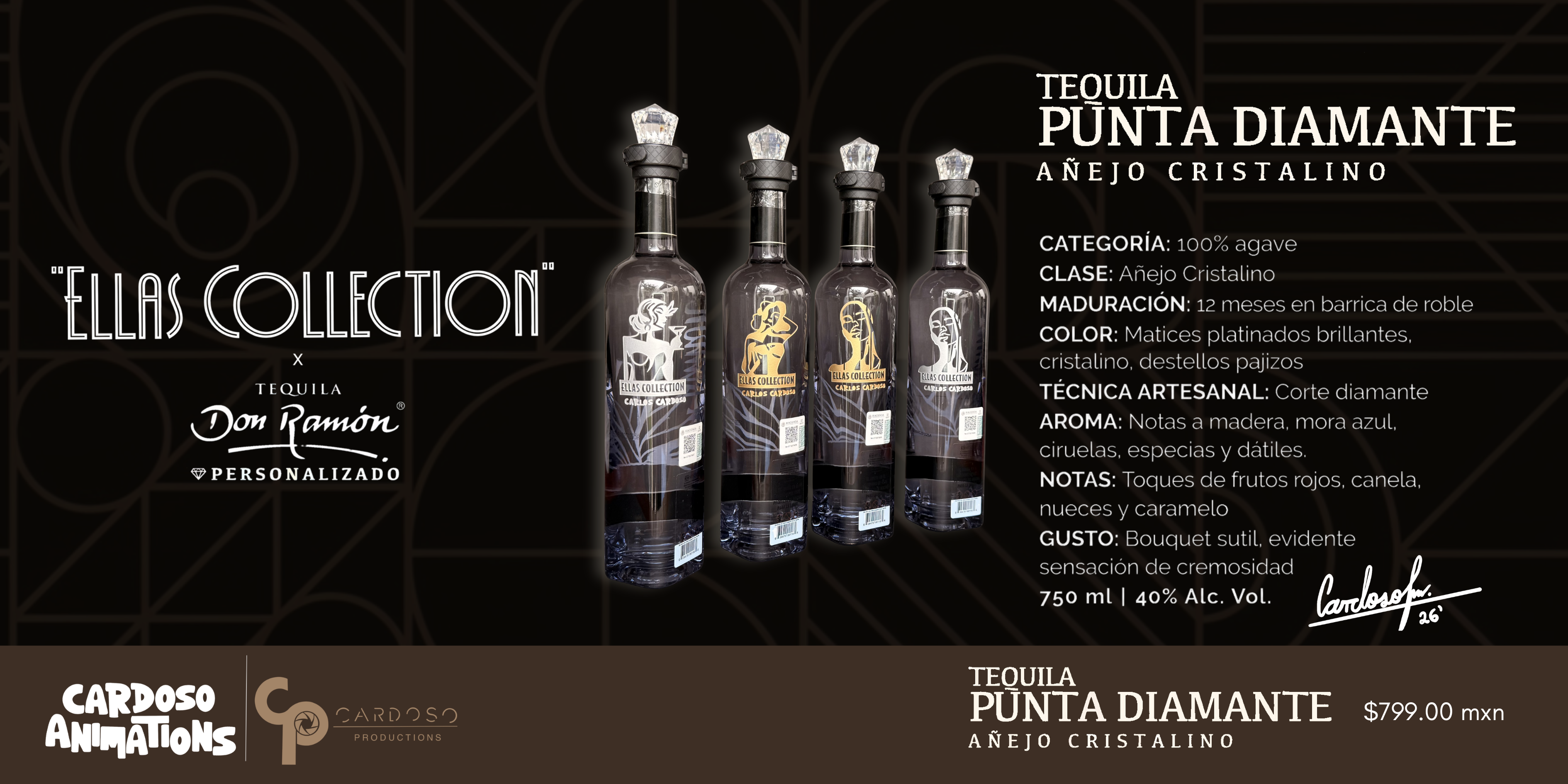 Ellas Collection Punta Diamante Cristalino Añejo Tequila