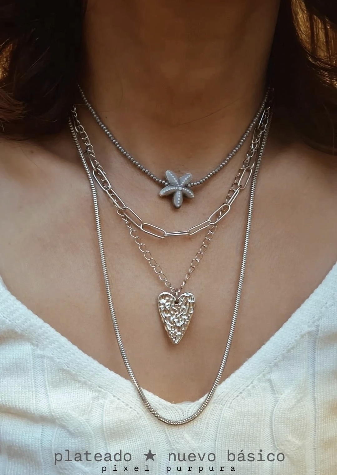 Collar triple plateado