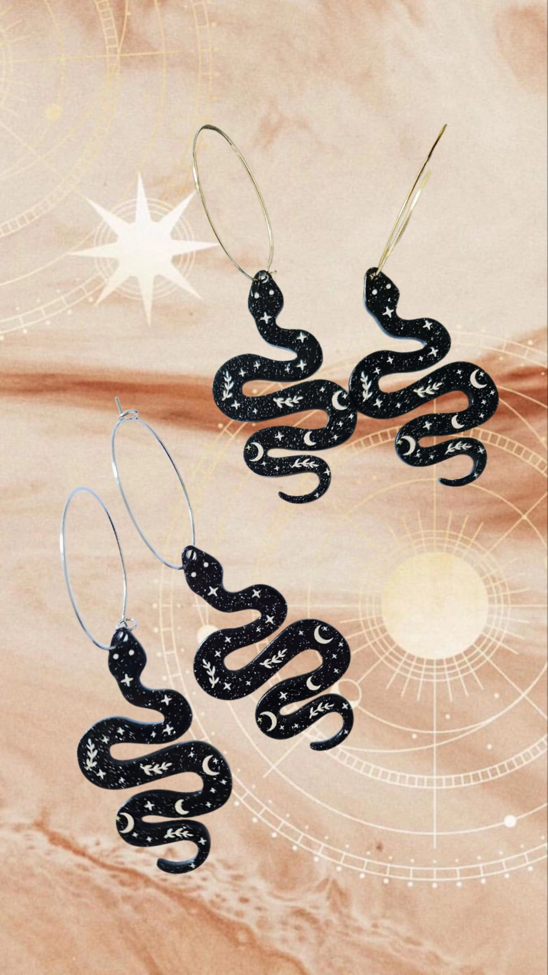 Pendientes serpiente negra