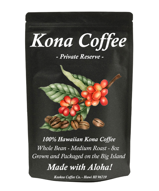 Keokea Coffee Co. - 100% Kona Coffee Beans - Medium Roast - 8oz