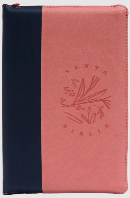 Biblia Reina Valera 1960 letra grande con cierre rosa canto pintado