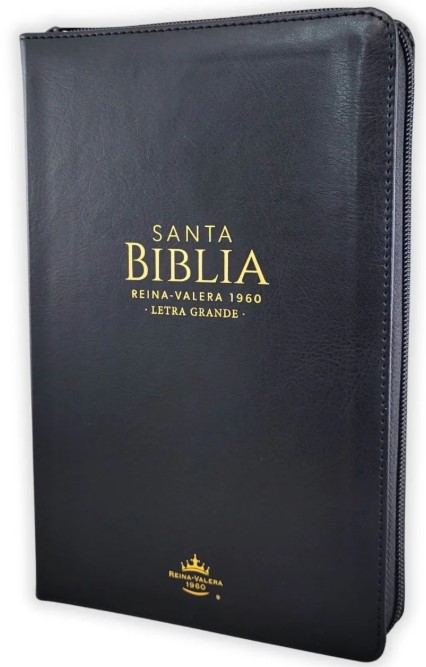 Biblia Reina Valera 1960 · 13,8x21,2 cm · Letra grande 12,5 pt · Con cierre e índice · Edición clásica negra