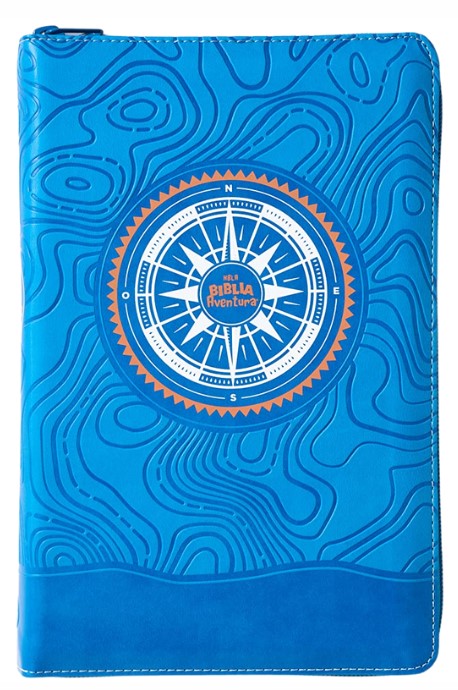 Biblia Nueva Biblia de las Américas Tapa Pu Azul Interior A Color Con Cierre