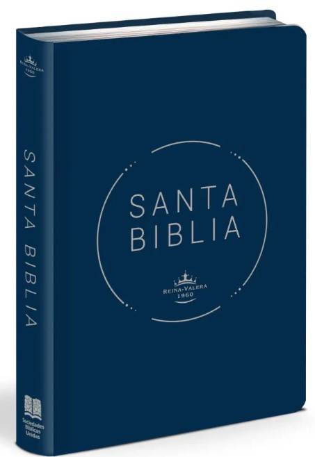 Biblia Reina Valera 1960 · Letra Grande · Económica · Palabras de Jesús en rojo · Tapa PVC azul con cierre